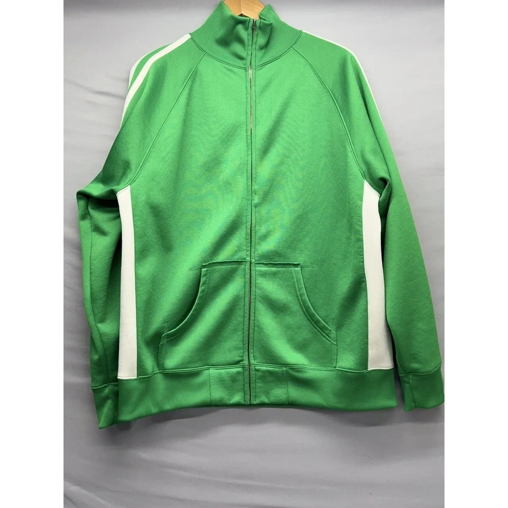 Men's Track Jacket XL Green with White Stripes Long Sleeve Full Zip J. America